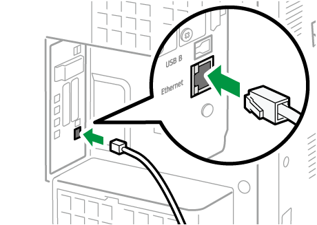 Illustrazione del collegamento del cavo Ethernet