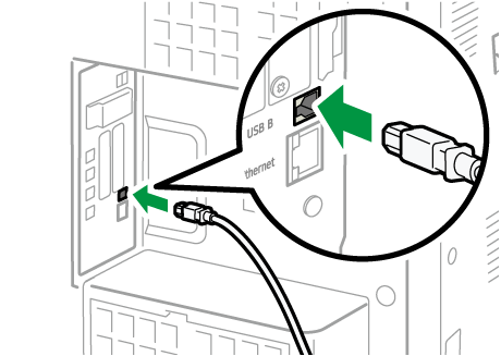 Illustrazione collegamento del cavo di interfaccia USB
