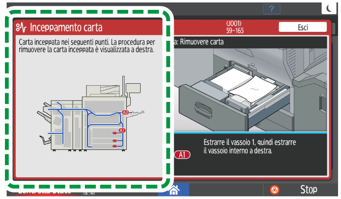Illustrazione della schermata sul pannello di controllo