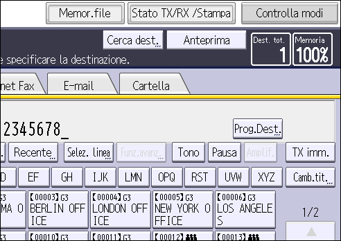 Illustrazione della schermata sul pannello operativo