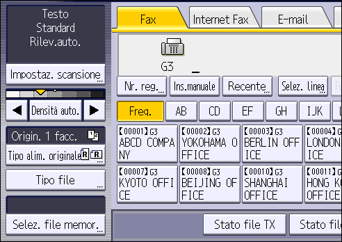 Illustrazione della schermata sul pannello operativo