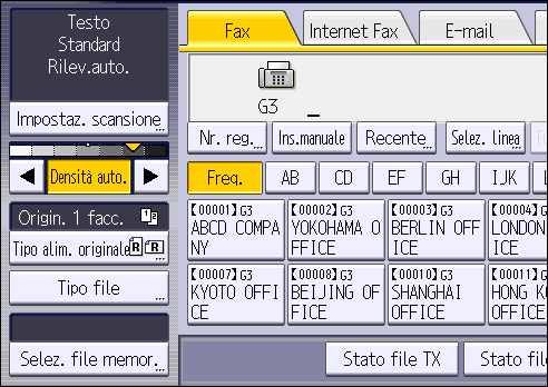 Illustrazione della schermata sul pannello operativo