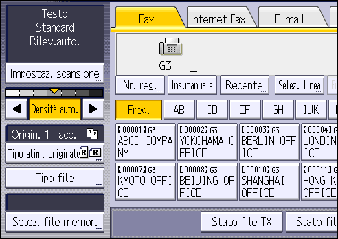 Illustrazione della schermata sul pannello operativo