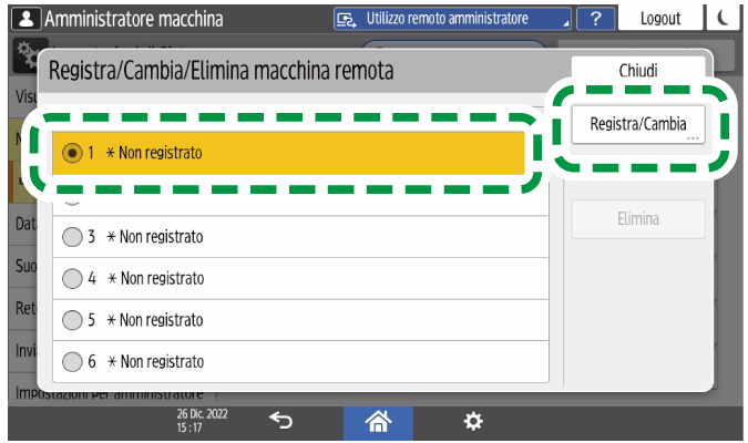 Illustrazione della schermata sul pannello operativo