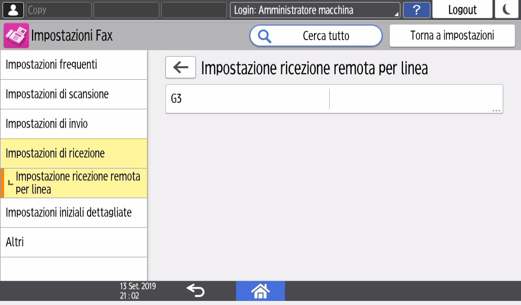 Illustrazione della schermata sul pannello operativo