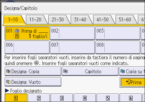 Illustrazione della schermata sul pannello operativo