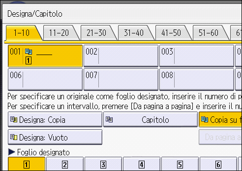 Illustrazione della schermata sul pannello operativo