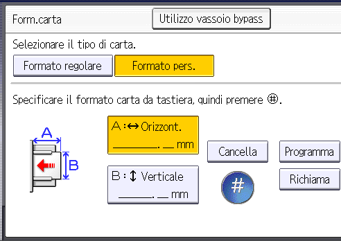 Illustrazione della schermata sul pannello operativo