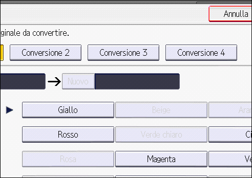 Illustrazione della schermata sul pannello operativo