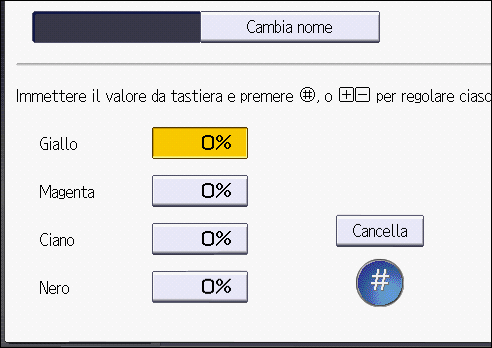 Illustrazione della schermata sul pannello operativo