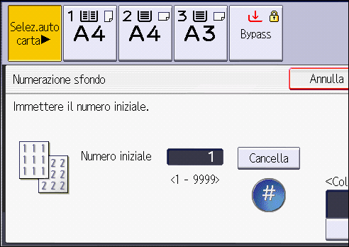 Illustrazione della schermata sul pannello operativo