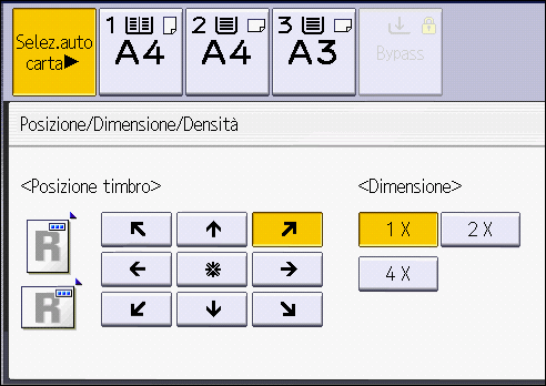 Illustrazione della schermata sul pannello operativo