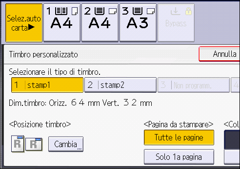Illustrazione della schermata sul pannello operativo