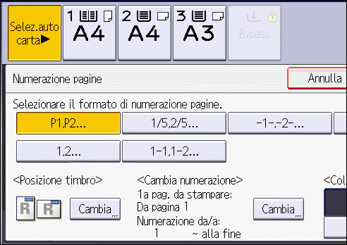 Illustrazione della schermata sul pannello operativo