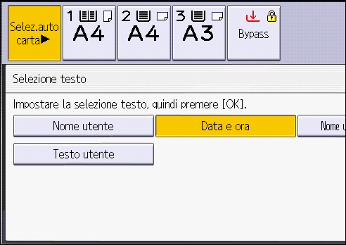 Illustrazione della schermata sul pannello operativo