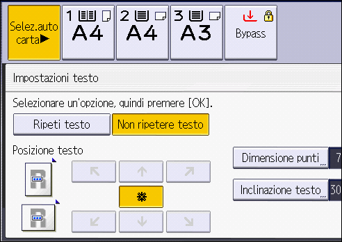 Illustrazione della schermata sul pannello operativo