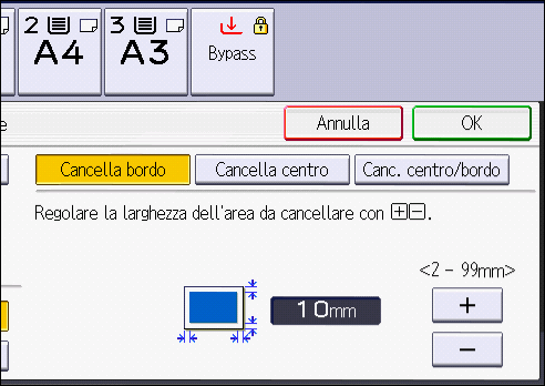 Illustrazione della schermata sul pannello operativo