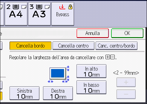 Illustrazione della schermata sul pannello operativo