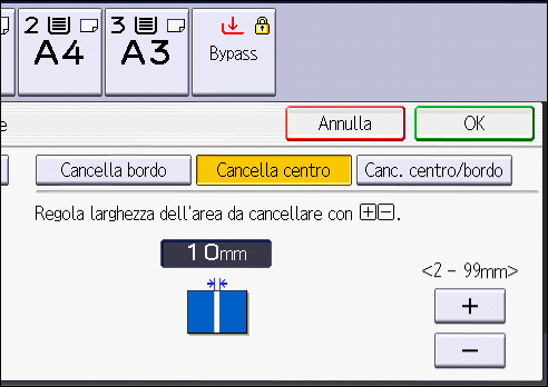 Illustrazione della schermata sul pannello operativo
