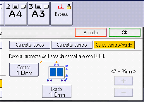 Illustrazione della schermata sul pannello operativo