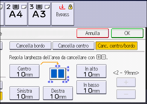 Illustrazione della schermata sul pannello operativo