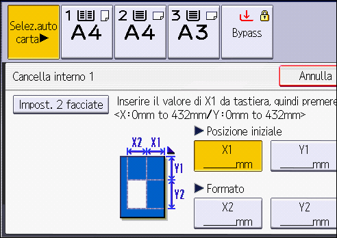 Illustrazione della schermata sul pannello operativo