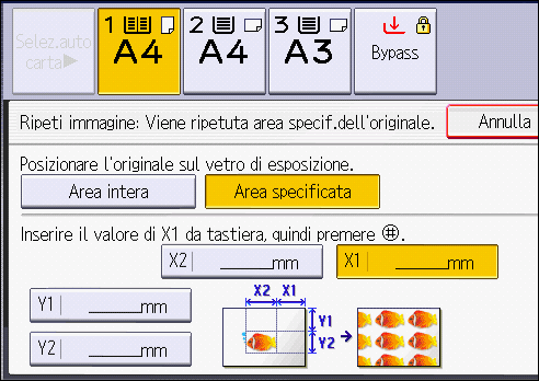 Illustrazione della schermata sul pannello operativo