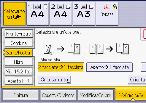 Illustrazione della schermata sul pannello operativo