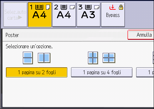 Illustrazione della schermata sul pannello operativo