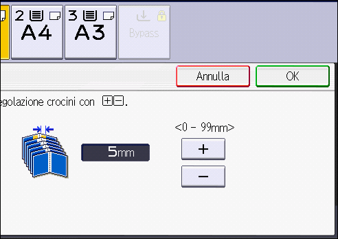 Illustrazione della schermata sul pannello operativo