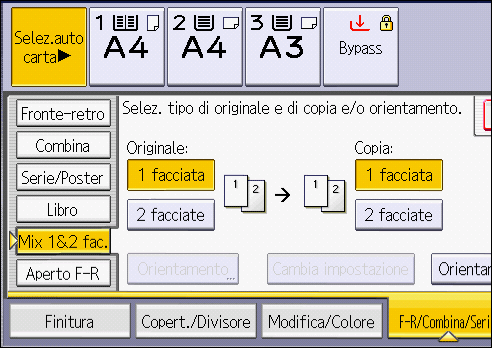 Illustrazione della schermata sul pannello operativo