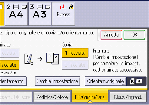 Illustrazione della schermata sul pannello operativo
