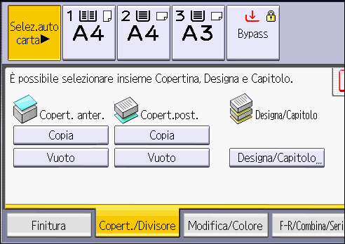 Illustrazione della schermata sul pannello operativo