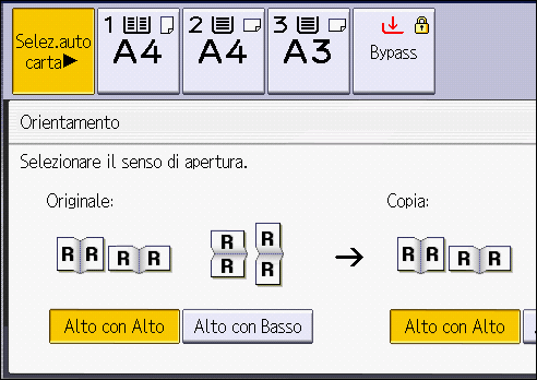 Illustrazione della schermata sul pannello operativo