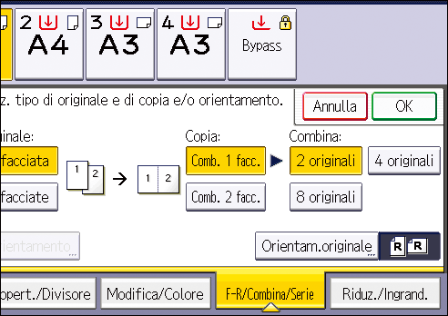 Illustrazione della schermata sul pannello operativo