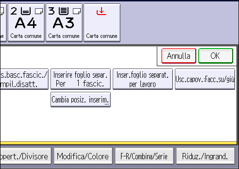 Illustrazione della schermata sul pannello operativo