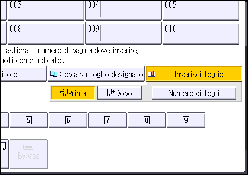 Illustrazione della schermata sul pannello operativo