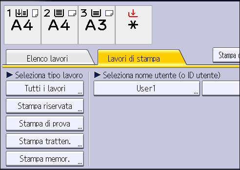 Illustrazione della schermata sul pannello operativo