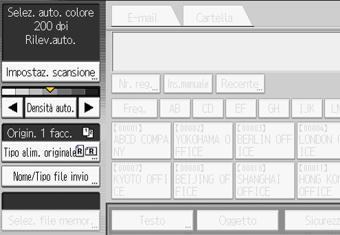 Illustrazione della schermata sul pannello operativo