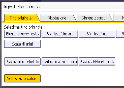 Illustrazione della schermata sul pannello operativo