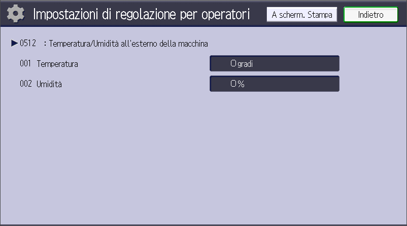 Illustrazione della schermata sul pannello operativo