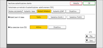 Illustrazione della schermata sul pannello di controllo