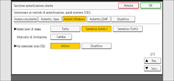 Illustrazione della schermata sul pannello di controllo