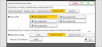 Illustrazione della schermata sul pannello di controllo