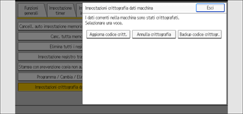 Illustrazione della schermata sul pannello di controllo