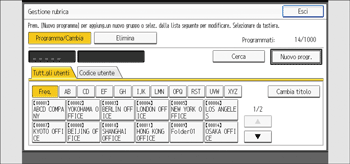 Illustrazione della schermata sul pannello di controllo