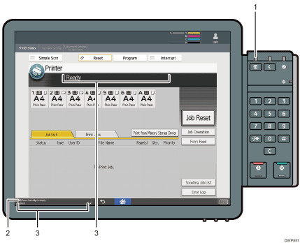 Control panel illustration numbered callout illustration