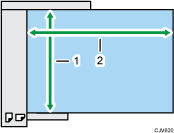 Illustration of maximum scan area of the ADF numbered callout illustration