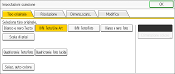 Illustrazione della schermata sul pannello di controllo