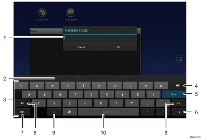 Operation panel screen illustration numbered callout illustration